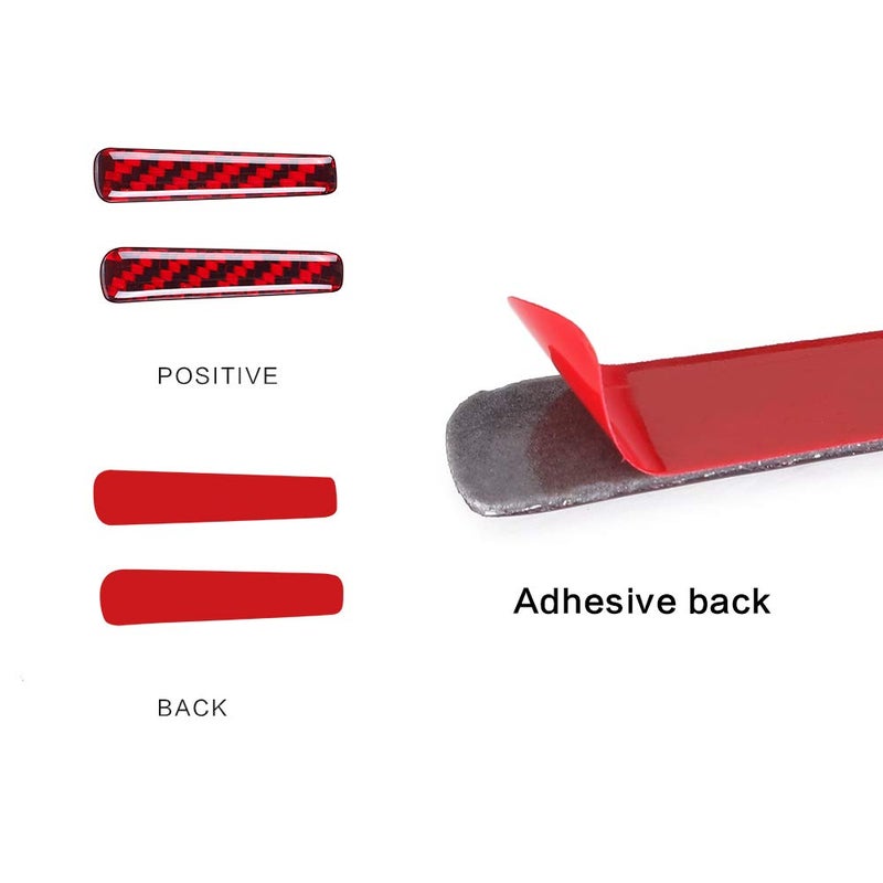BLAKAYA Compatible with Sticker Carbon Fiber Control Handle Trim Cover Accessories for Ford Mustang 2015 2016 2017 2018 2019 2020 2021 (2PCS Red) - Image 3